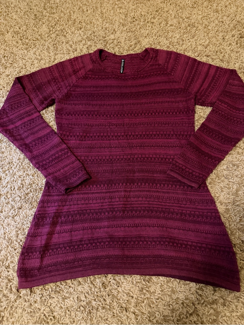 KÜHL Cabin Cozy Jacquard Knit Wool Blend Tunic Sweater Maroon Medium M